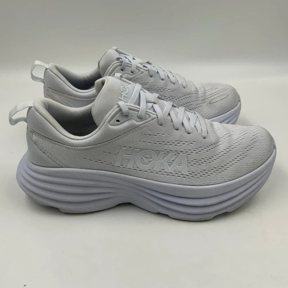 Hoka Bondi 8 Women's Running Shoes White Size 9.5D Extra Wide Sneakers